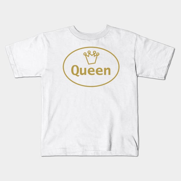 Gold Queen and Crown  Oval Kids T-Shirt by ellenhenryart